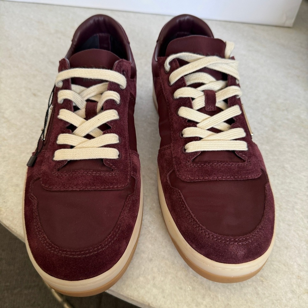 Prada Milano 2EE364 Men Dark Red Suede Fabric Downtown Sneakers shoes UK 9 - Picture 13 of 16